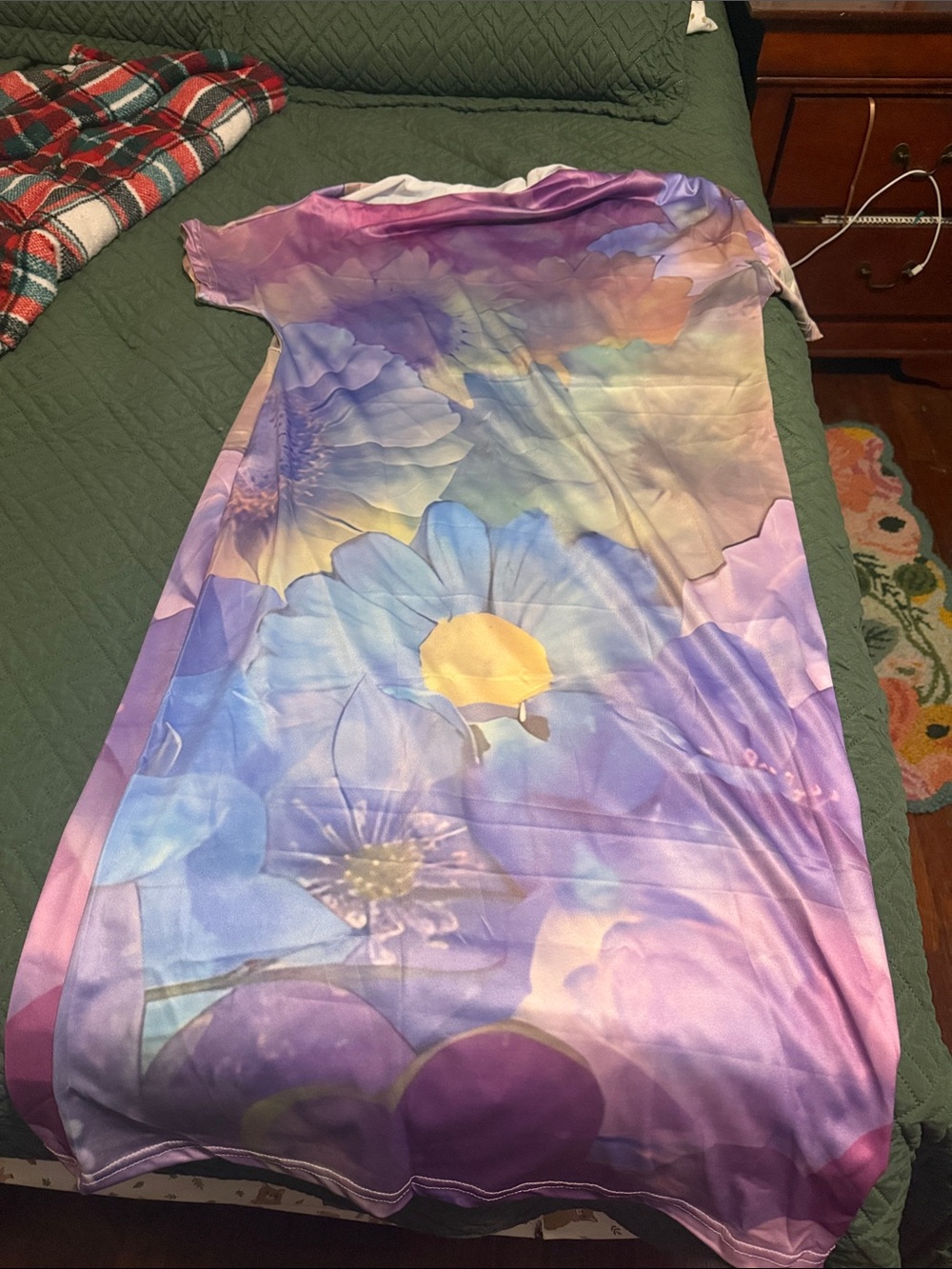 SHEIN Purple Blue Floral Maxi Dress